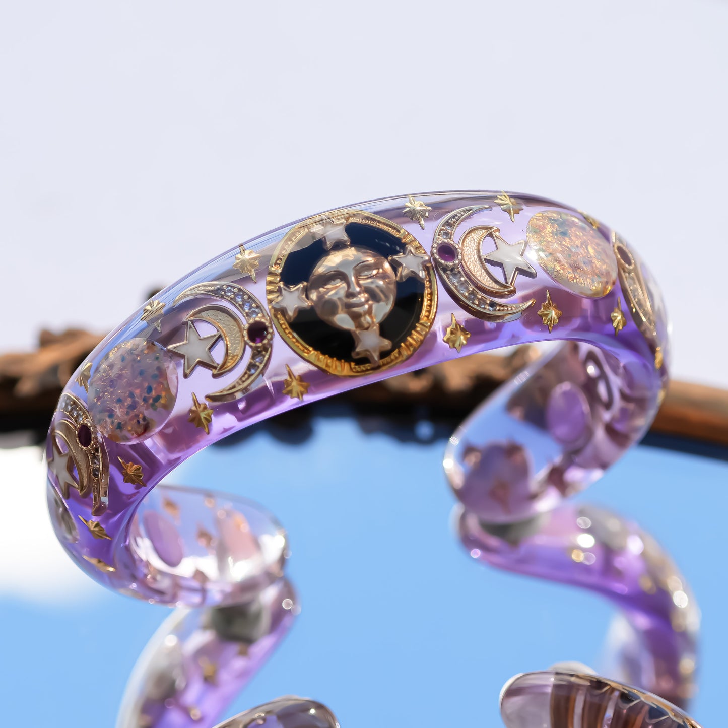 SUN & MOON BRACELET / PINK OPAL / PURPLE