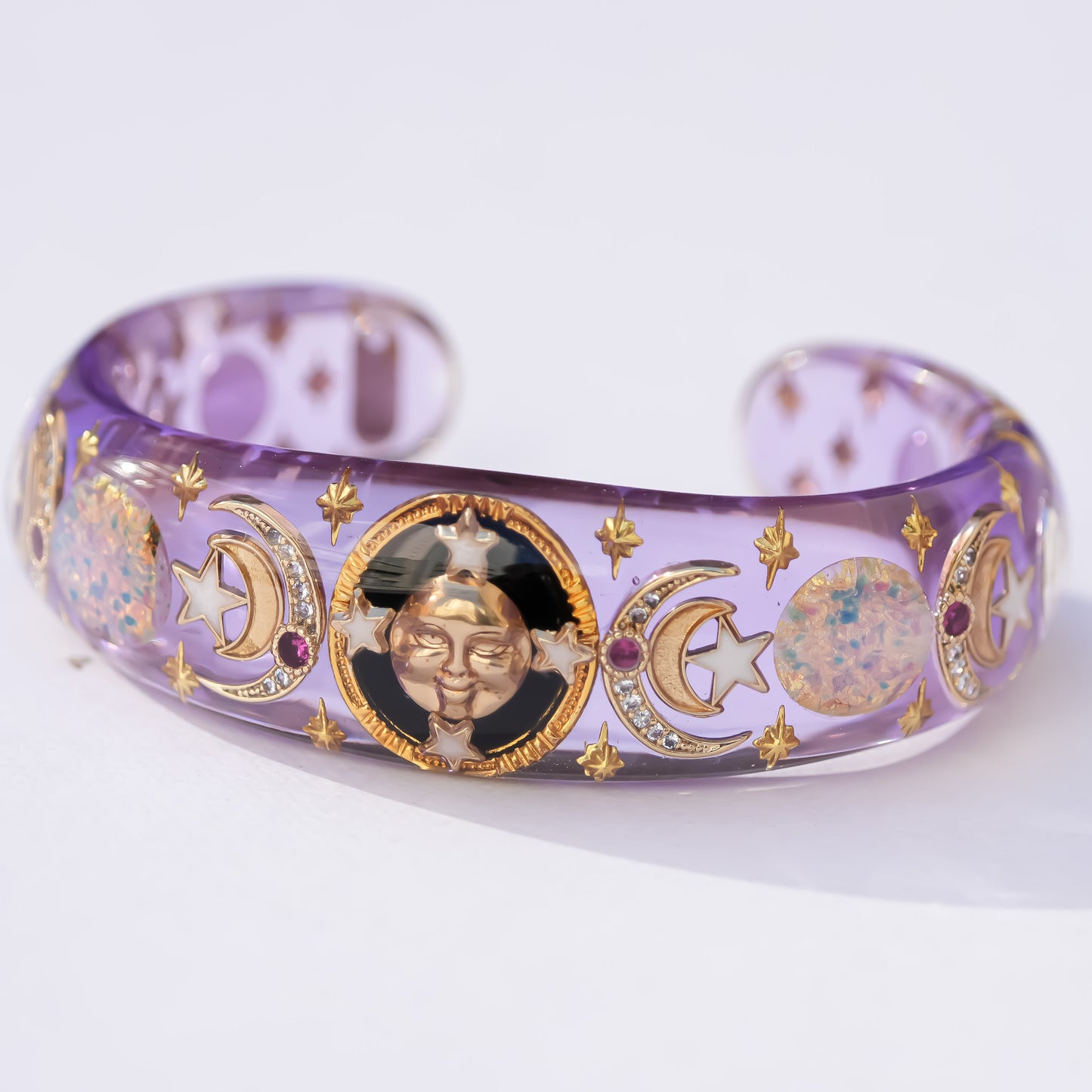 SUN & MOON BRACELET / PINK OPAL / PURPLE