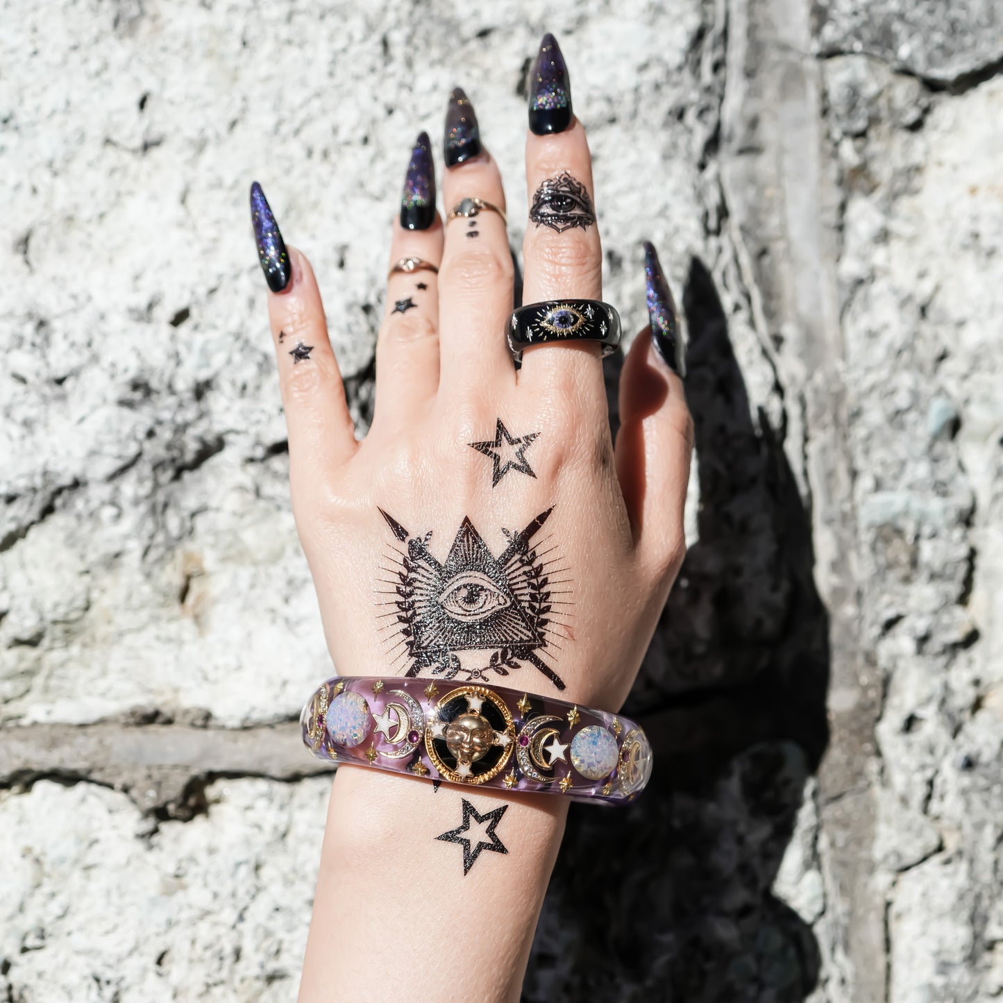 SUN & MOON BRACELET / PINK OPAL / PURPLE