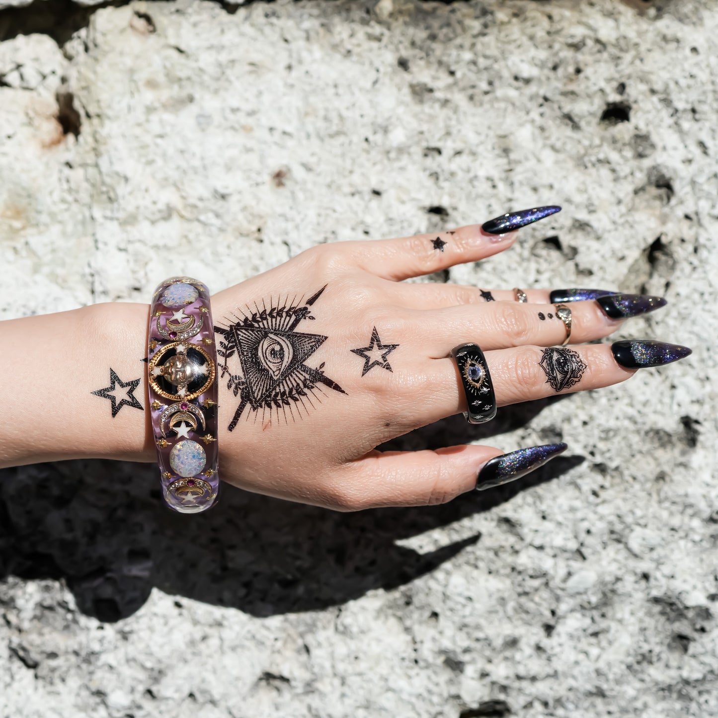 SUN & MOON BRACELET / PINK OPAL / PURPLE