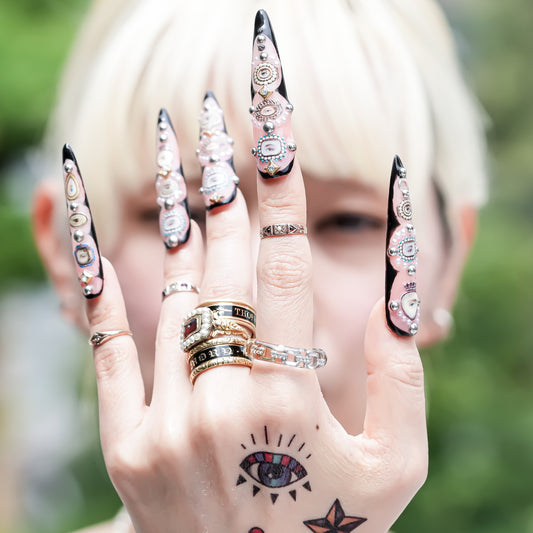 Classic Chain Dual Tone Ring - Clear × Silver × Gold / #8 #14 #16