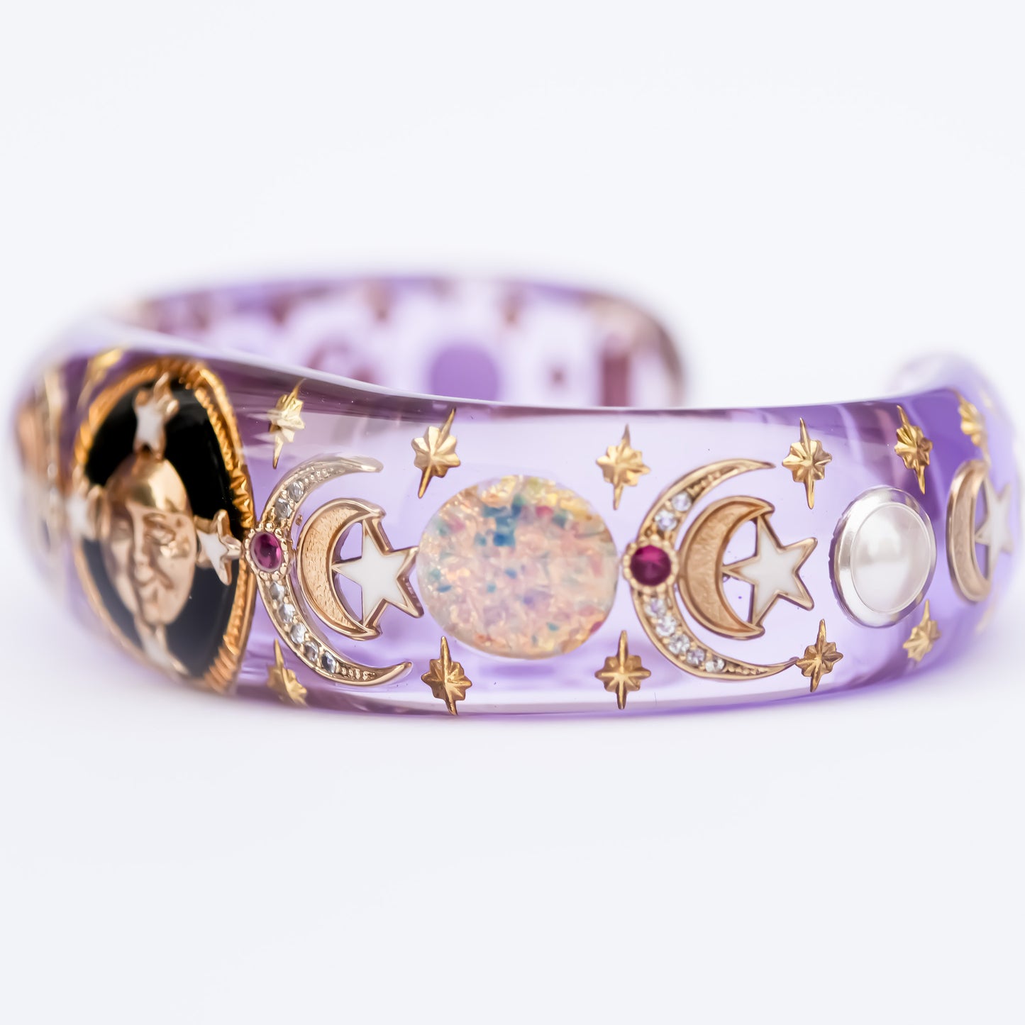 SUN & MOON BRACELET / PINK OPAL / PURPLE