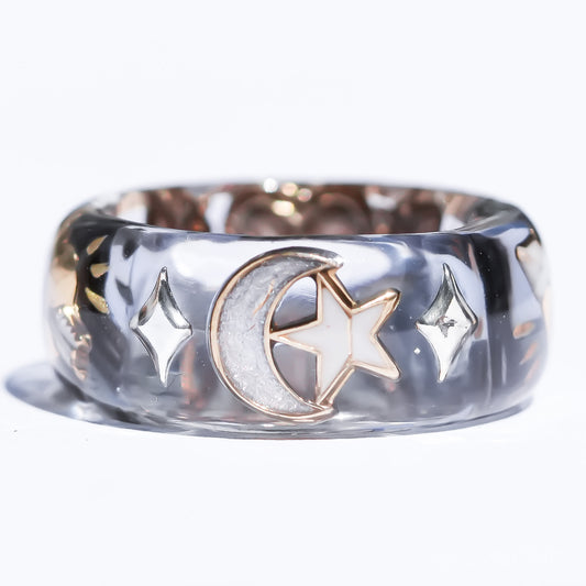 Cupid’s Secret Heart Ring - Smoky Blue × Deep Red / #11