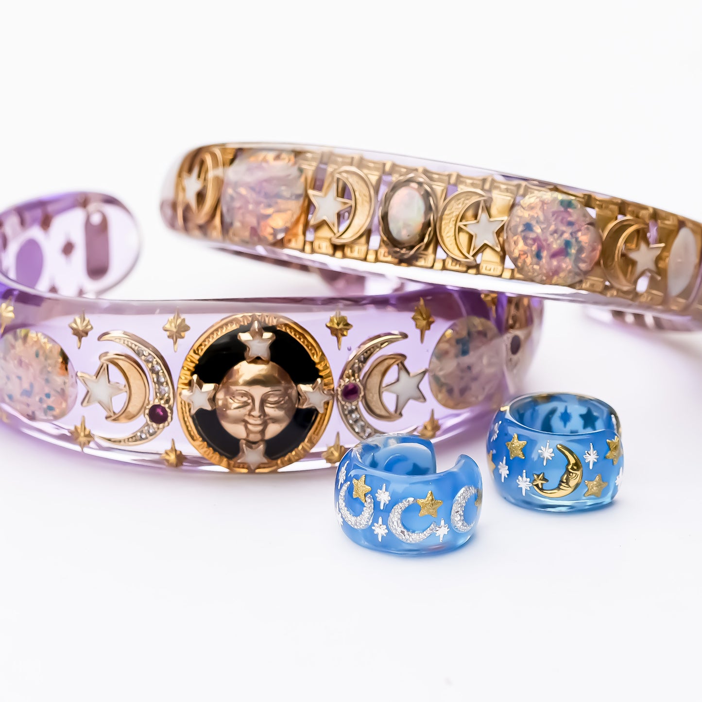 SUN & MOON BRACELET / PINK OPAL / PURPLE
