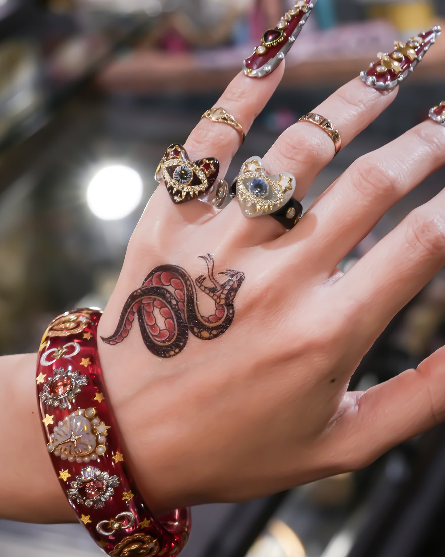 Mystic Eye Heart Ring - White / #5