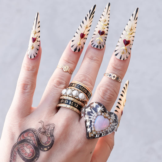 Celestial Winged Heart Ring – Pink Opal / #15