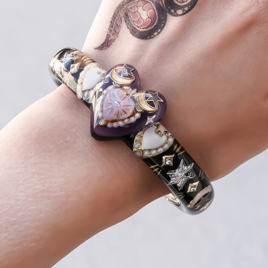 Mystic Dual Heart Bracelet – Purple × Black