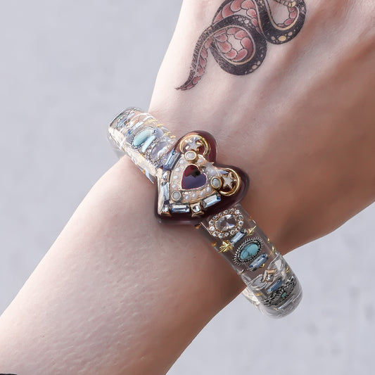 Heart charm bracelet - Red×Grayish