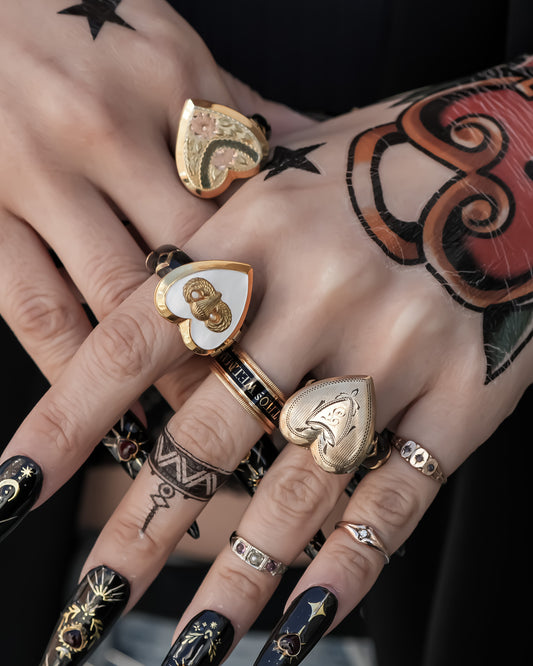 HEART LOCKET RING / parachute SHELL / #13 / 14KGF