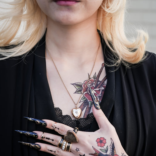 HEART LOCKET NECKLACE / DIAMOND / 9K