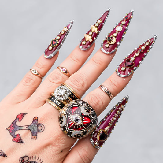 The Celestial Eye Heart Ring - Ruby Red × Black / #14