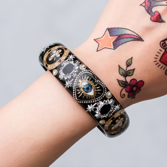 Nocturnal Eye Cross Bracelet - Black × Black
