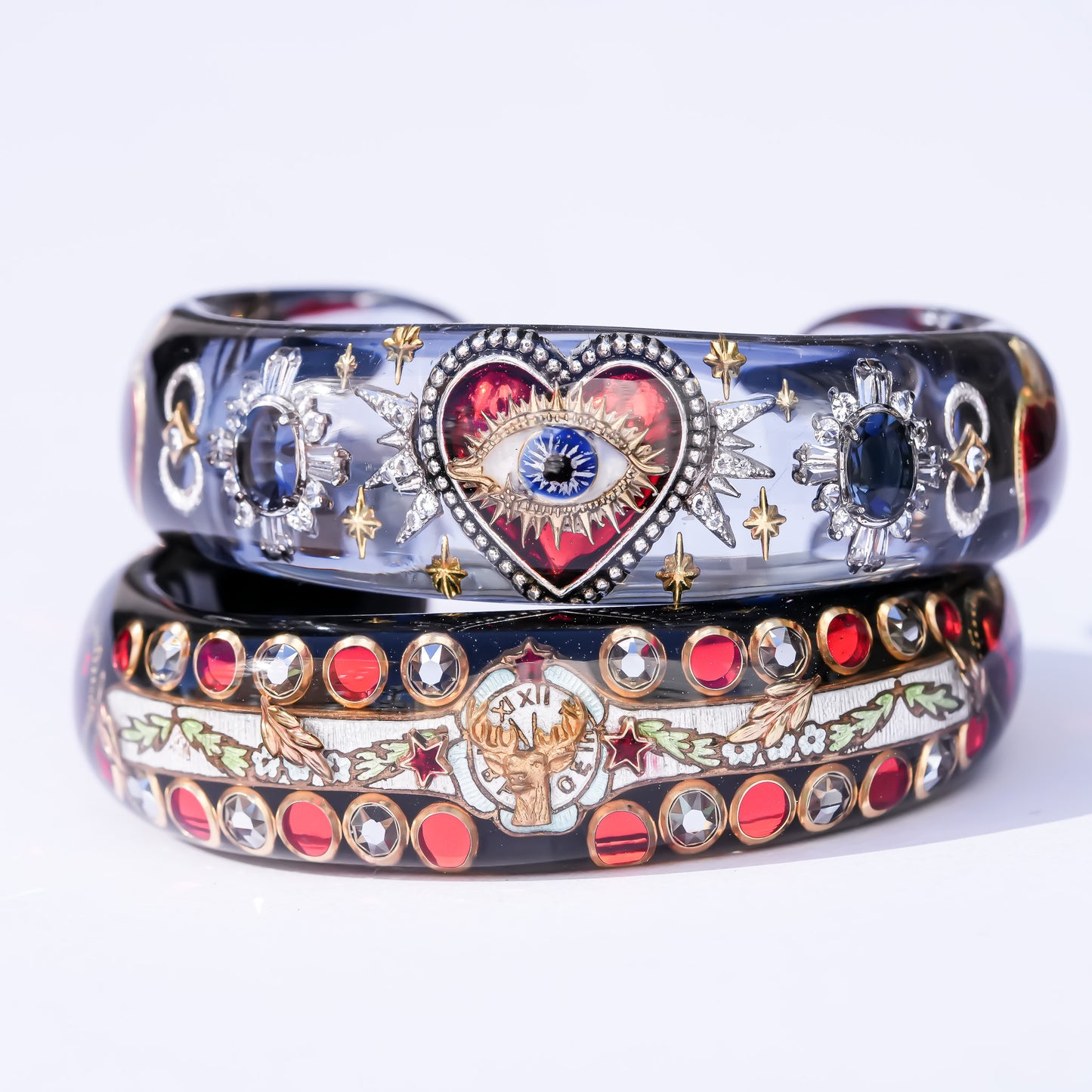 Mystic Eye Heart Bracelet - blue gray