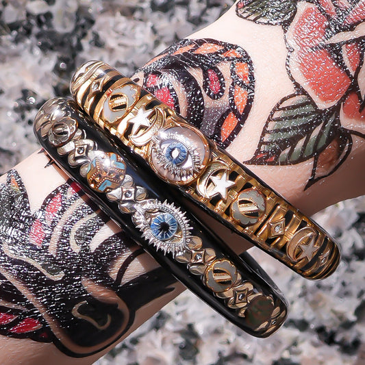 EYE BRACELET / MOON STAR / BLACK GOLD