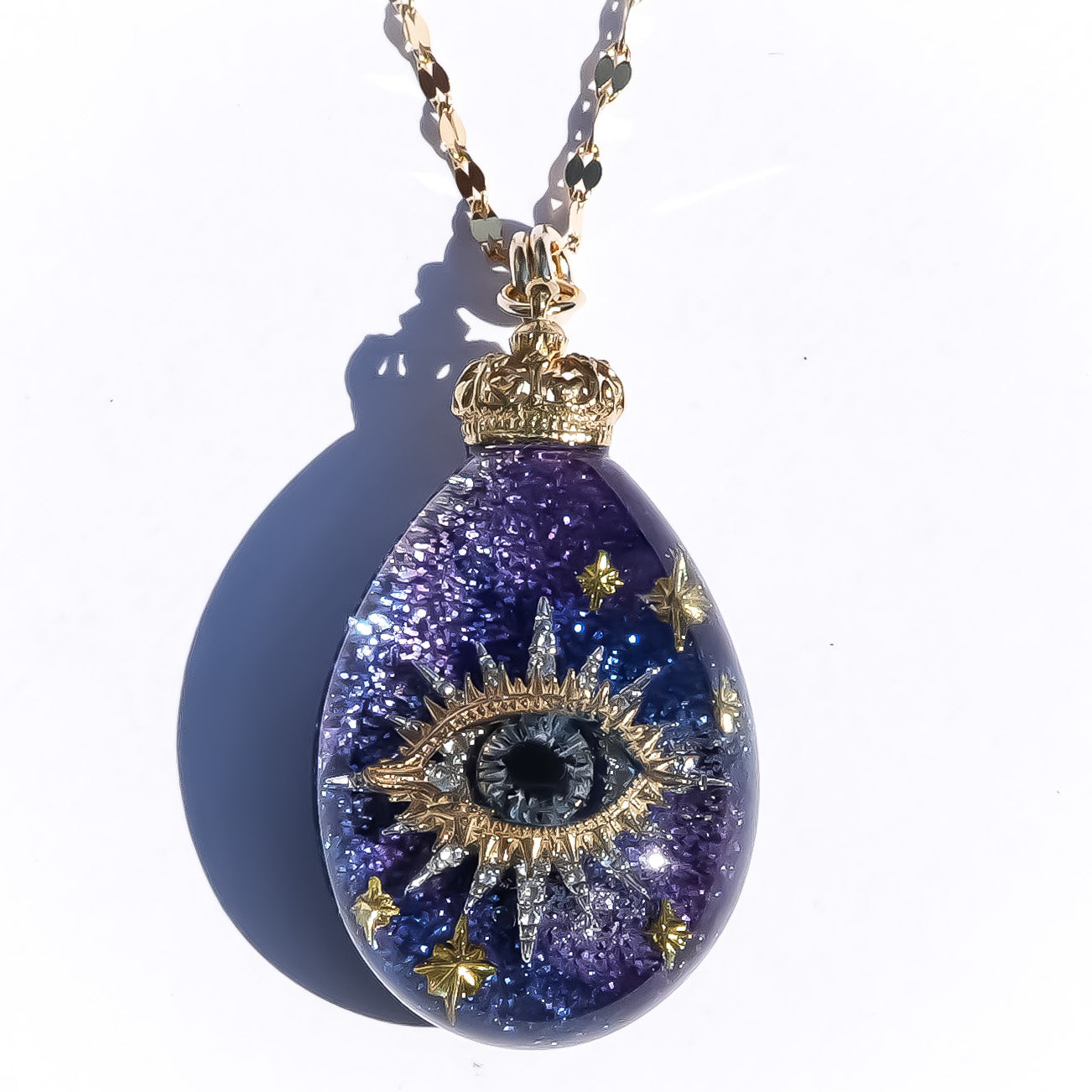 Galaxy eye drop necklace -blue