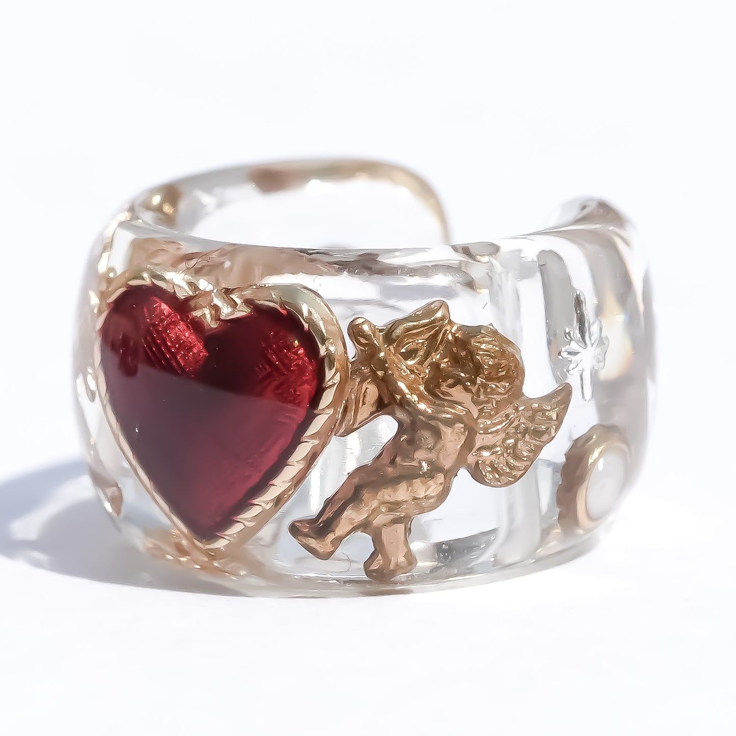 ANGEL EARCUFF / HEART / CLEAR / RED