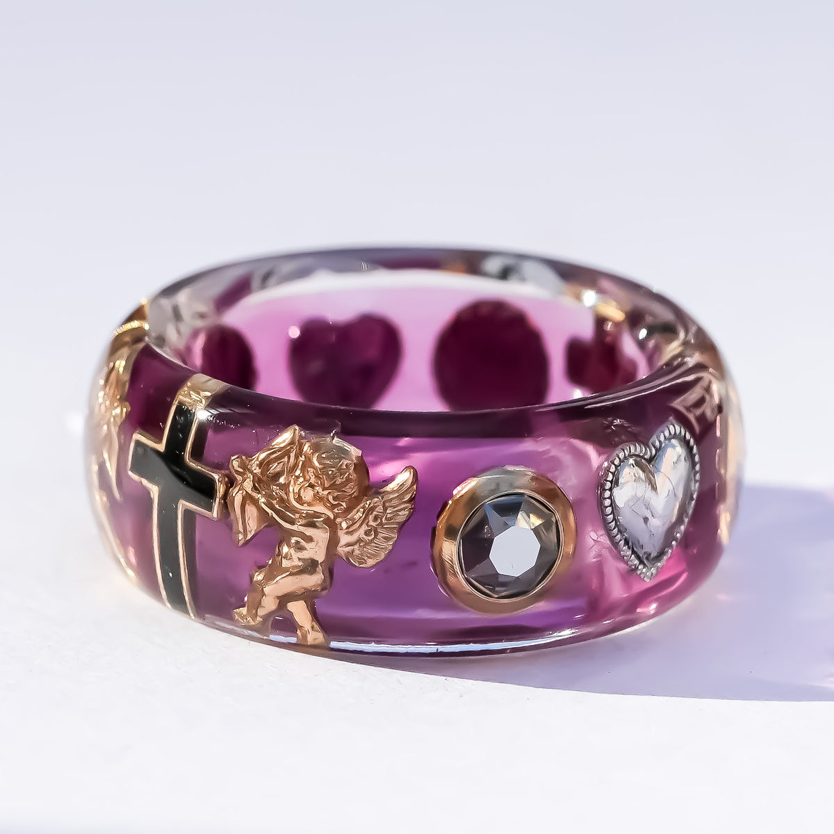 The Haunted Chapel Ring – Purple Cross & Cupid / #8 #11 #14 #18