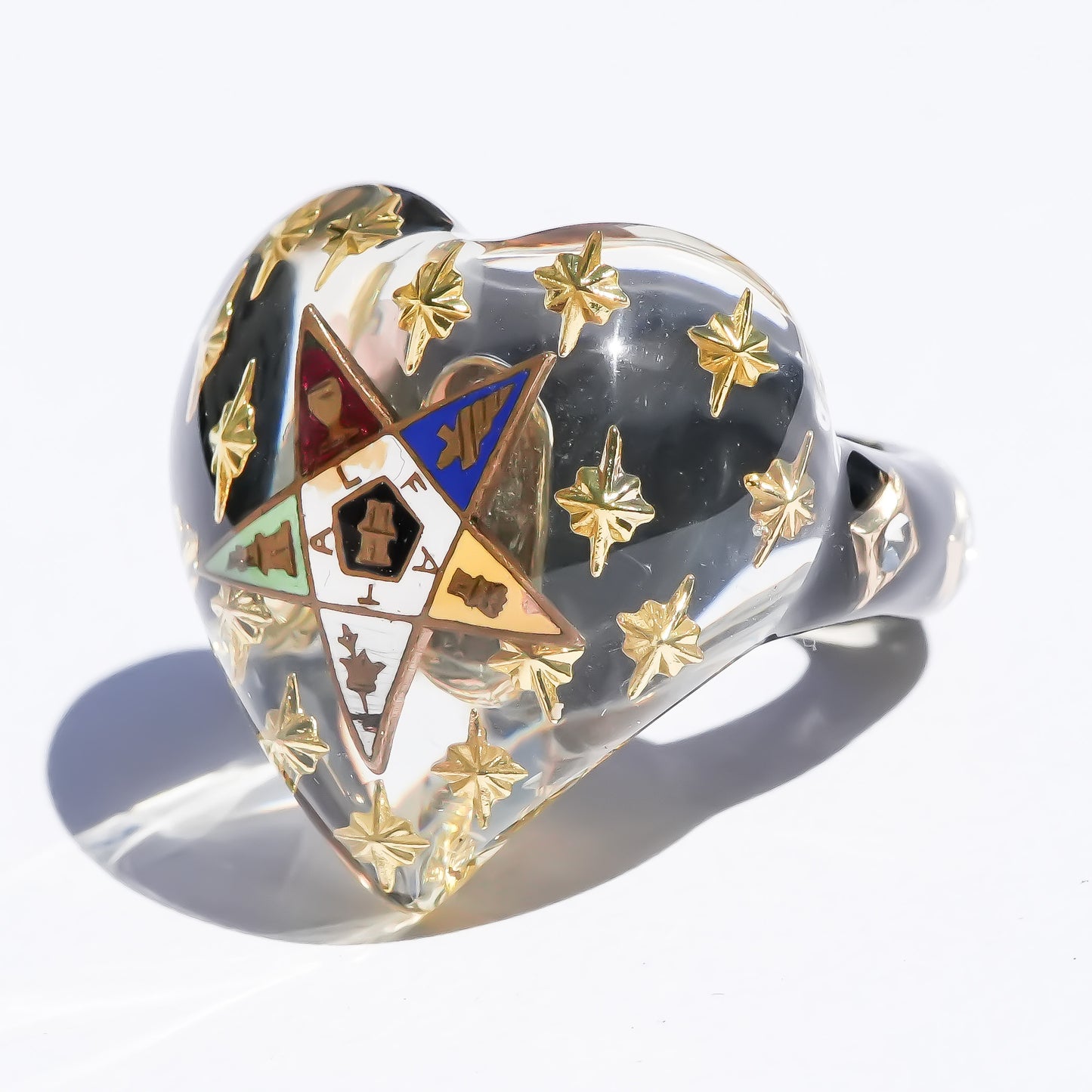 HEART RING / MASONIC / EASTARN STAR / CLEAR / #15
