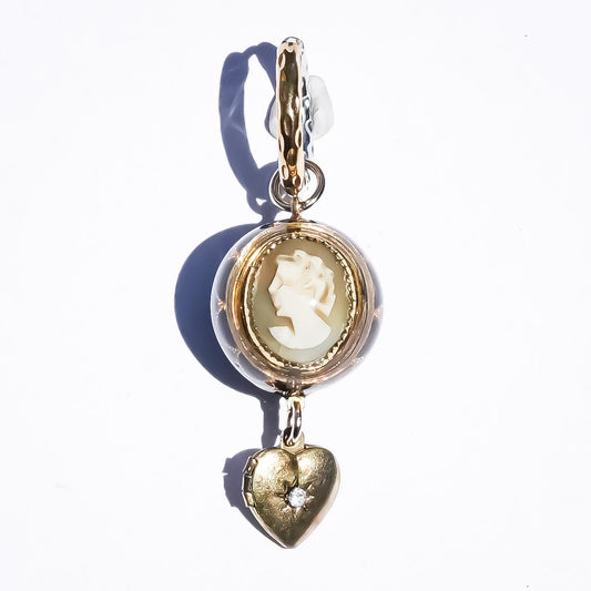 CAMEO EARRINGS / ROUND / BLACK (single)