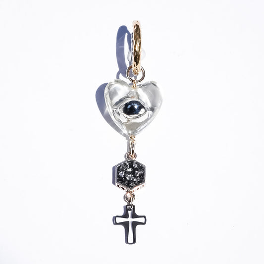 EYE EARRINGS / HEART / CLEAR (single)