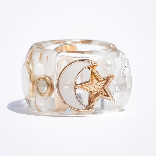 MOON STAR EARCUFF / CLEAR / PEARL