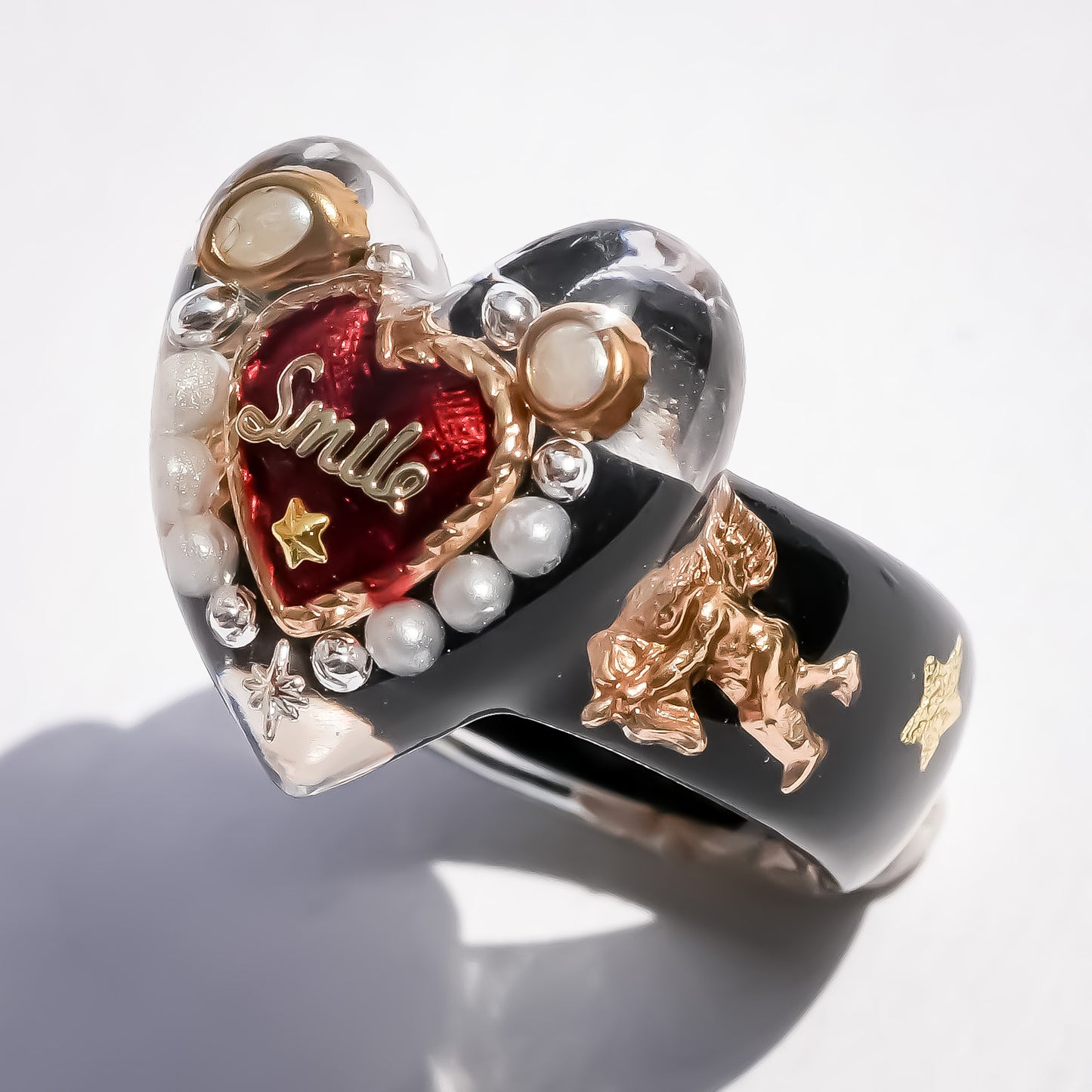 LOVE SMILE RING / HEART / BLACK / #5