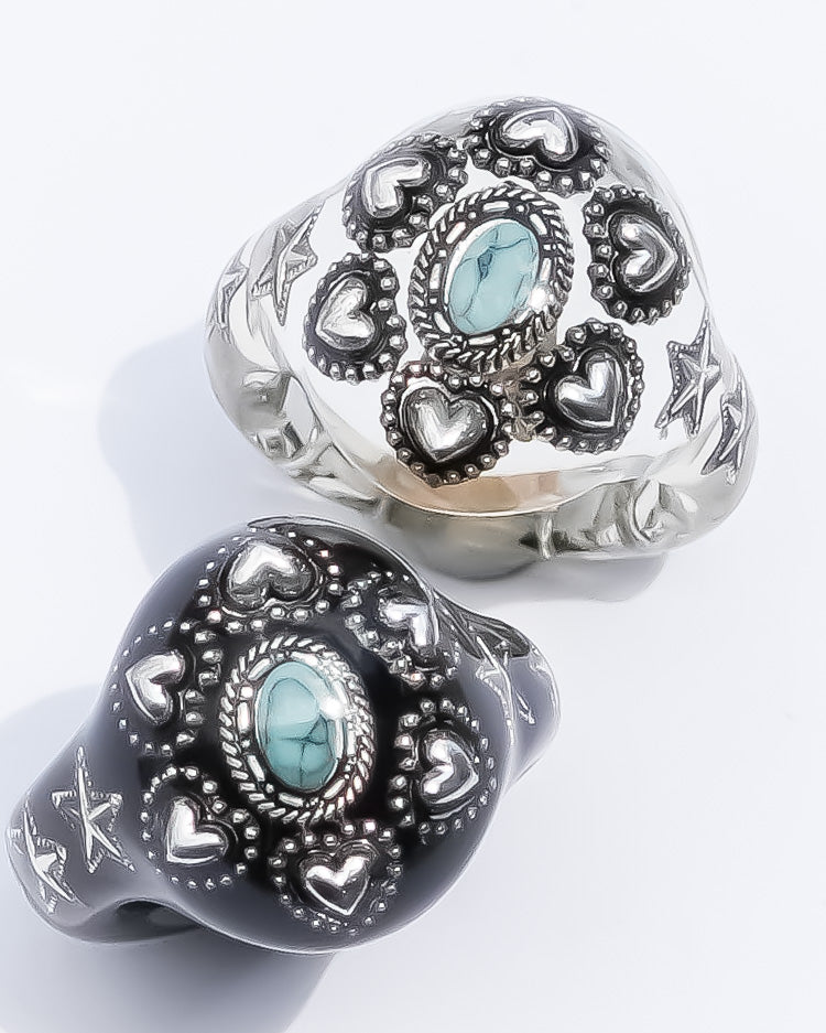 LOVE RING / TURQUOISE / HEART / BLACK / #12