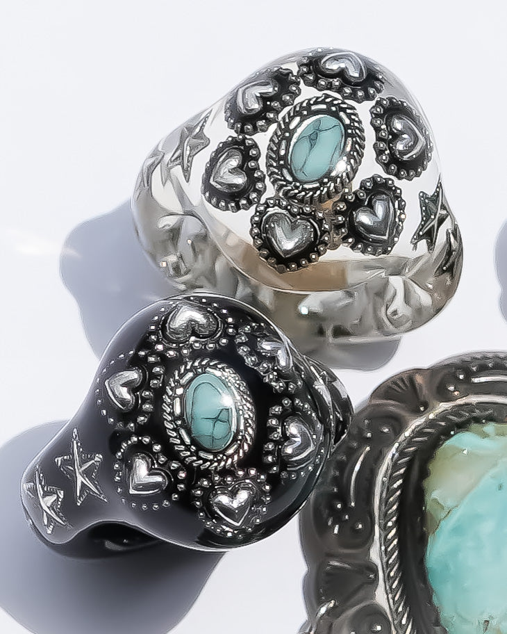 LOVE RING / TURQUOISE / HEART / CLEAR / #11