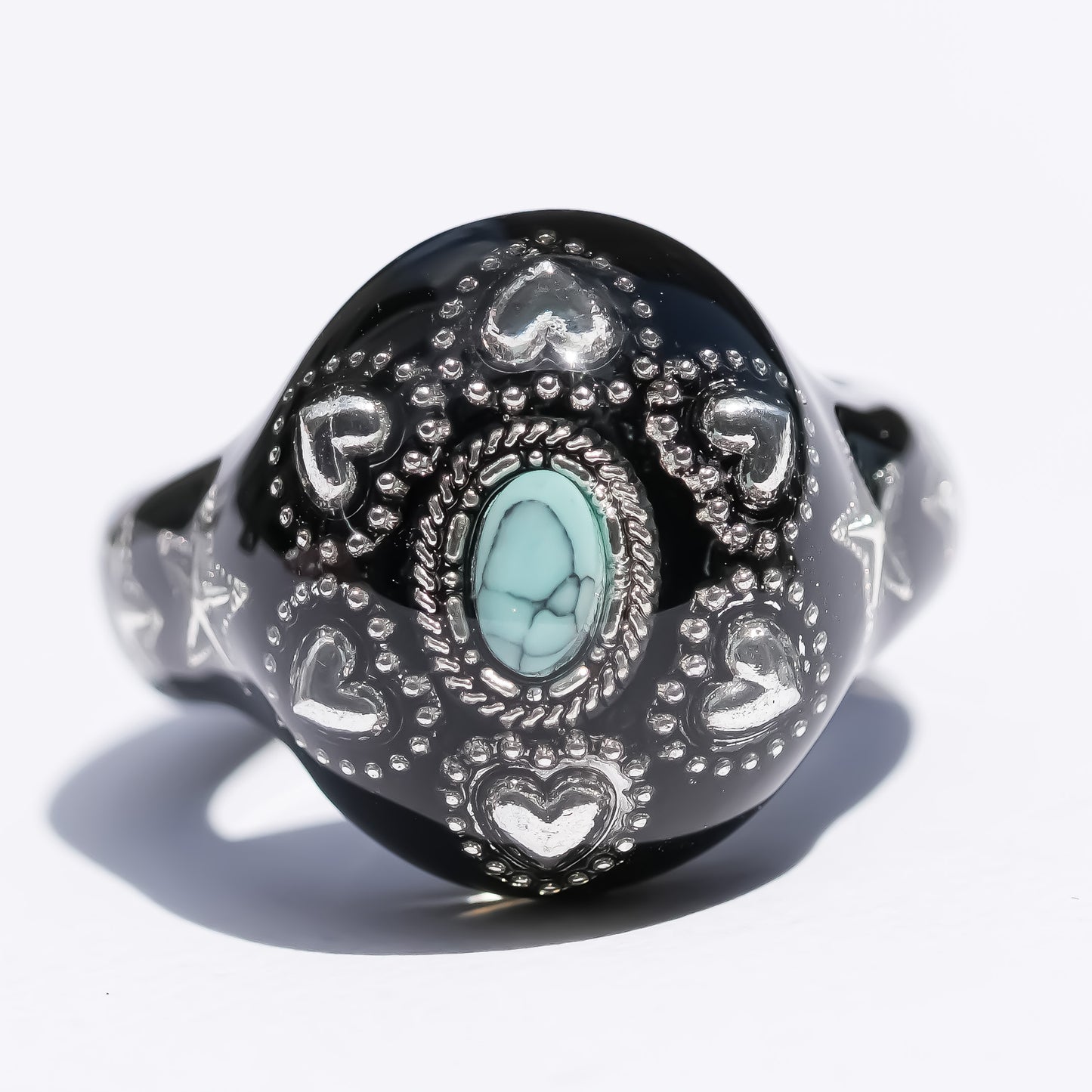 LOVE RING / TURQUOISE / HEART / BLACK / #12