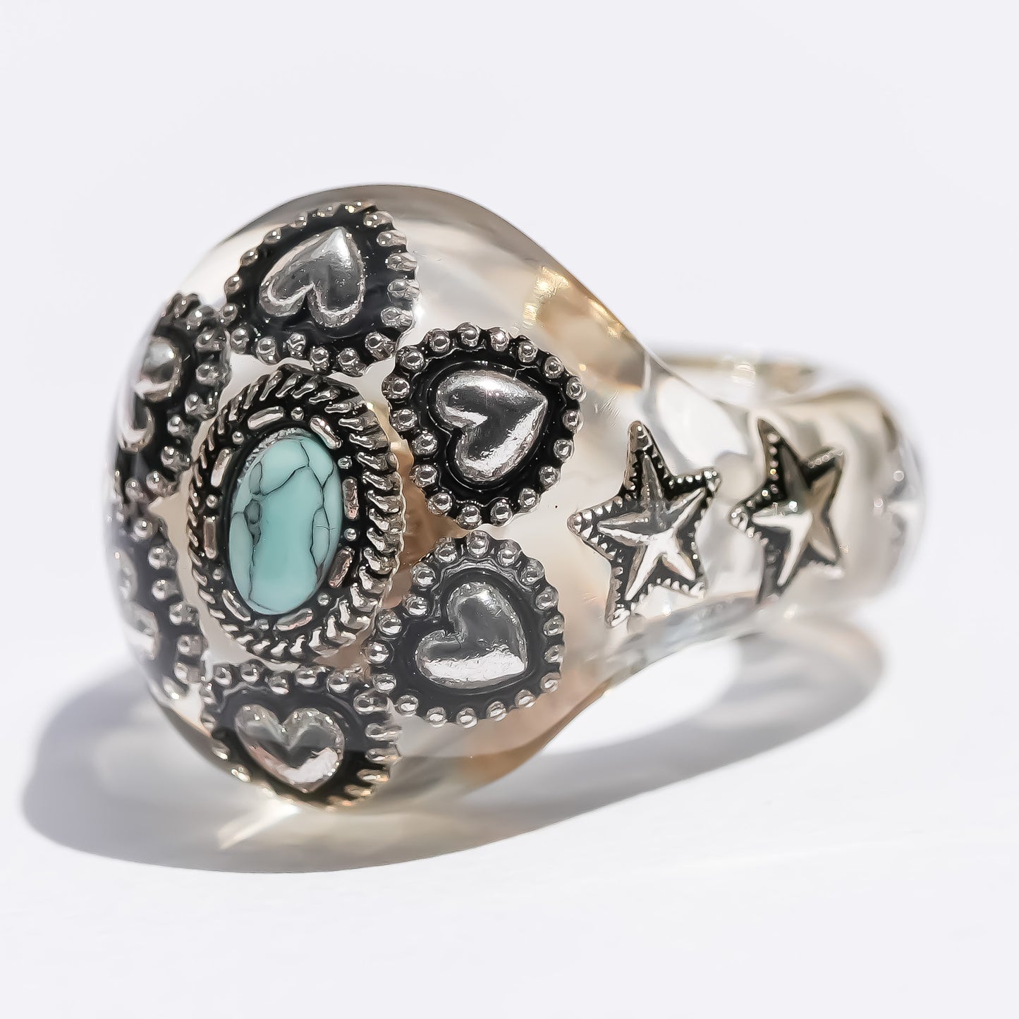 LOVE RING / TURQUOISE / HEART / CLEAR / #11