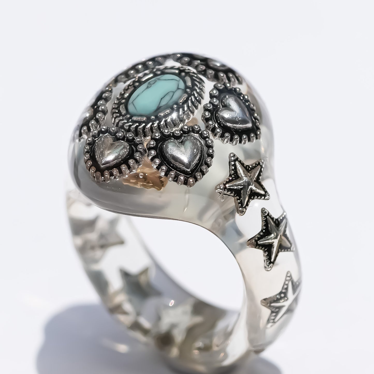 LOVE RING / TURQUOISE / HEART / CLEAR / #11