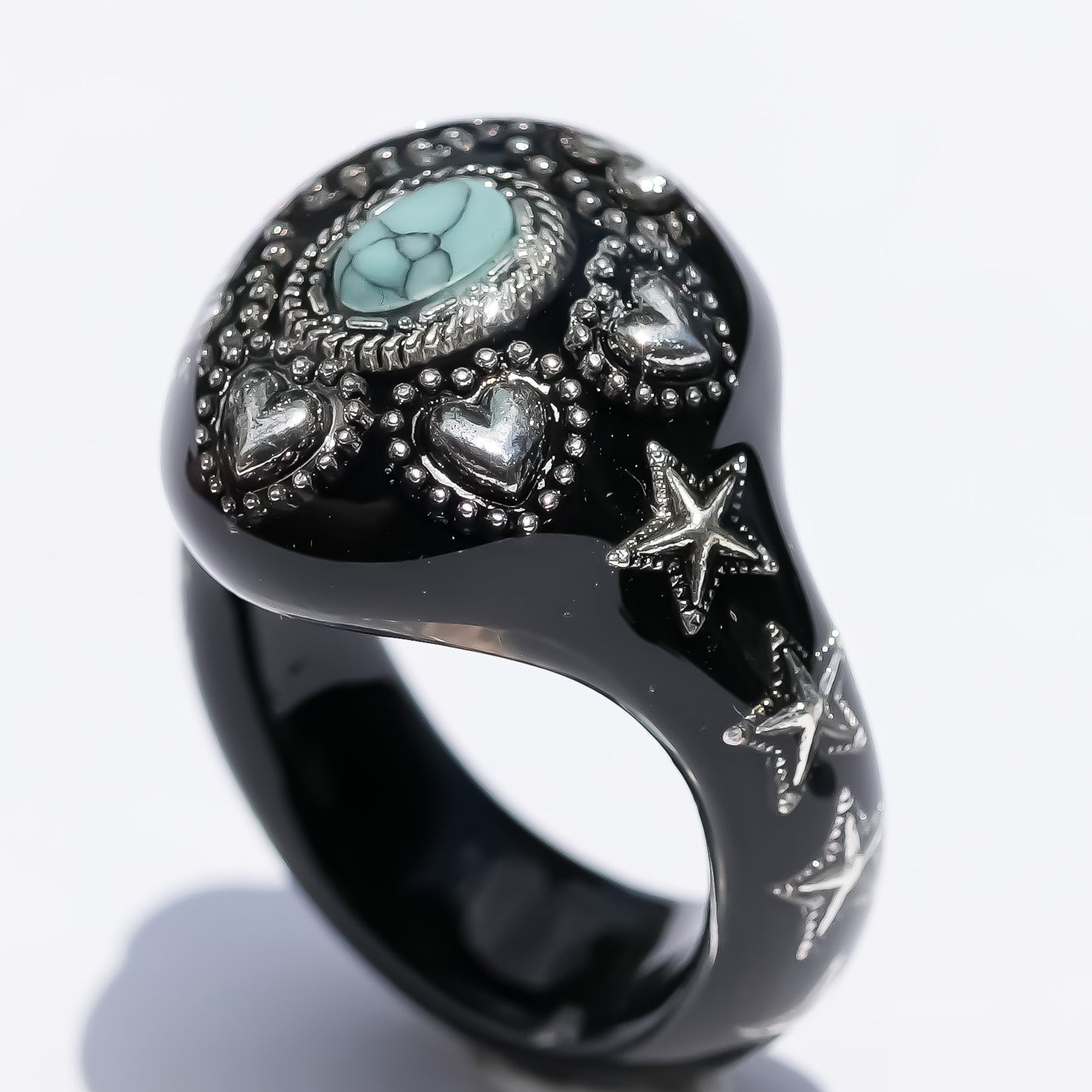 LOVE RING / TURQUOISE / HEART / BLACK / #12