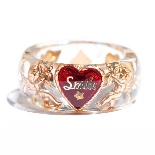 LOVE SMILE RING / BAND / HEART / CLEAR / #6