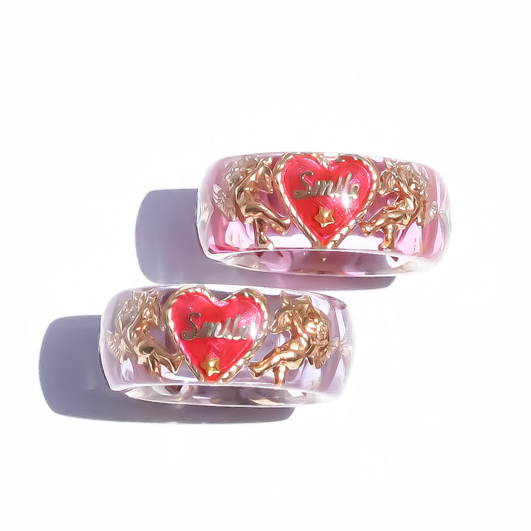 LOVE SMILE RING / BAND / HEART / PINK / #5 #7