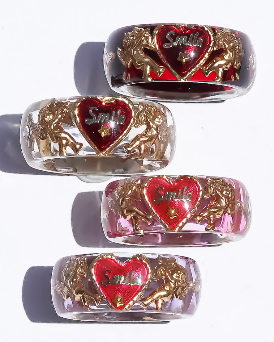 LOVE SMILE RING / BAND / HEART / PINK / #5 #7