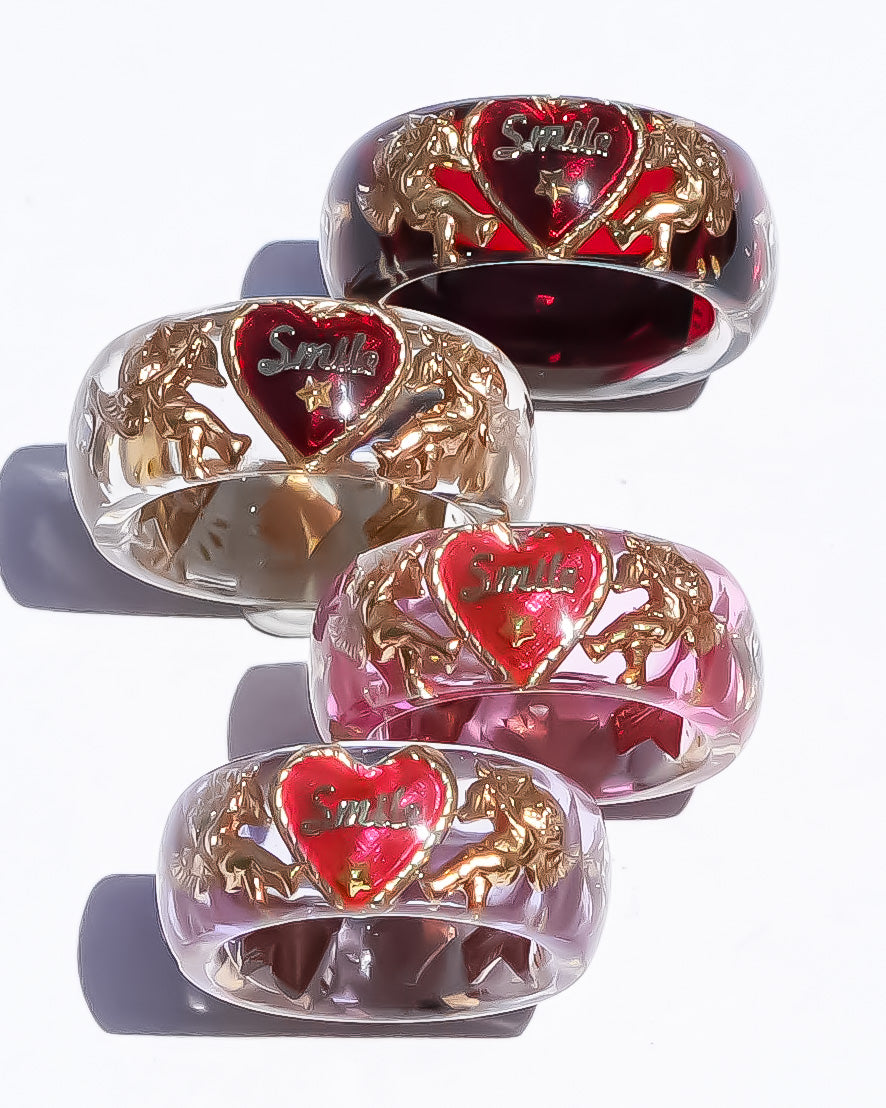 LOVE SMILE RING / BAND / HEART / CLEAR / #6