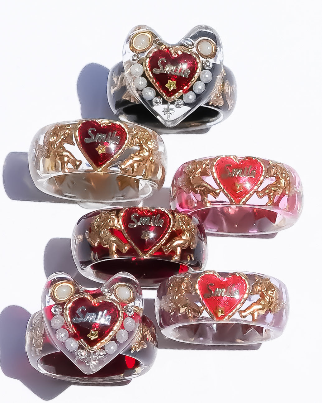LOVE SMILE RING / BAND / HEART / PINK / #5 #7