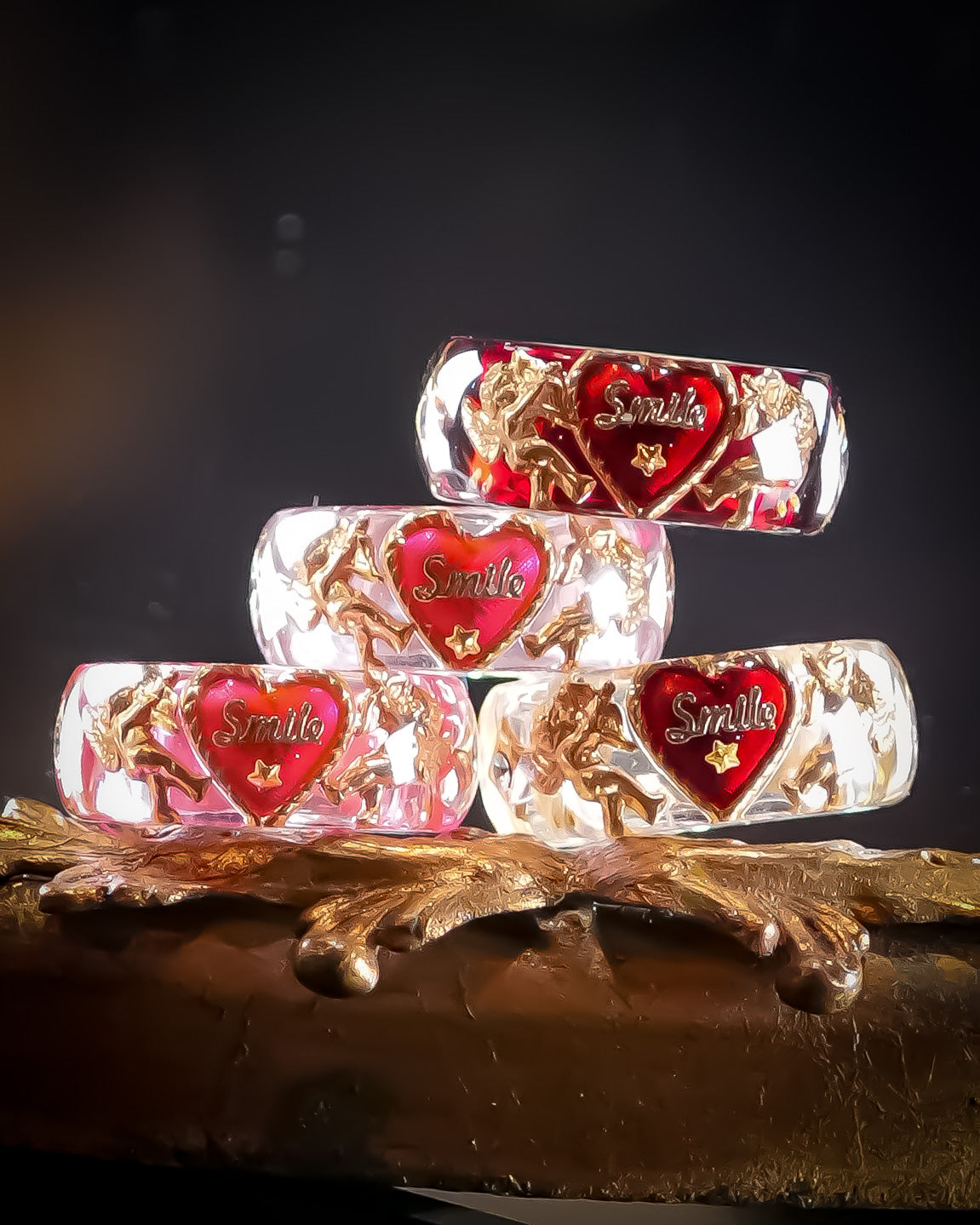 LOVE SMILE RING / BAND / HEART / CLEAR / #6