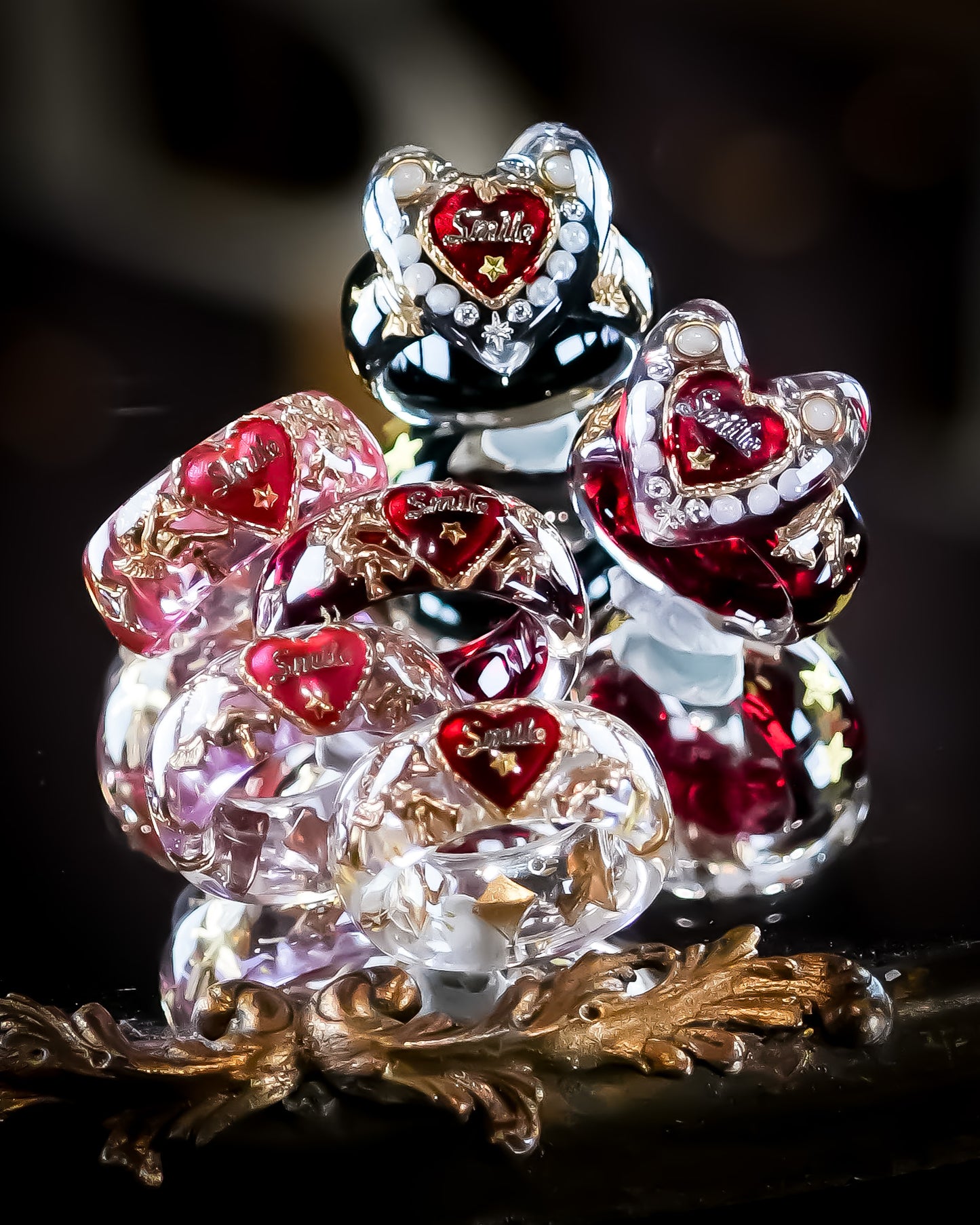 LOVE SMILE RING / BAND / HEART / PINK / #5 #7