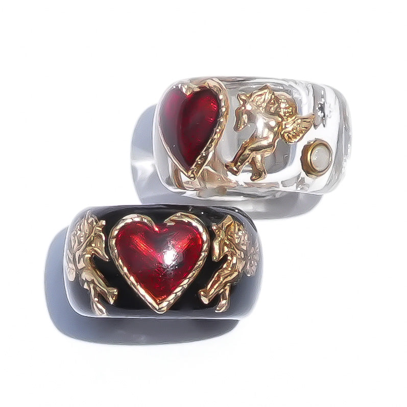 ANGEL EARCUFF / HEART / BLACK / RED