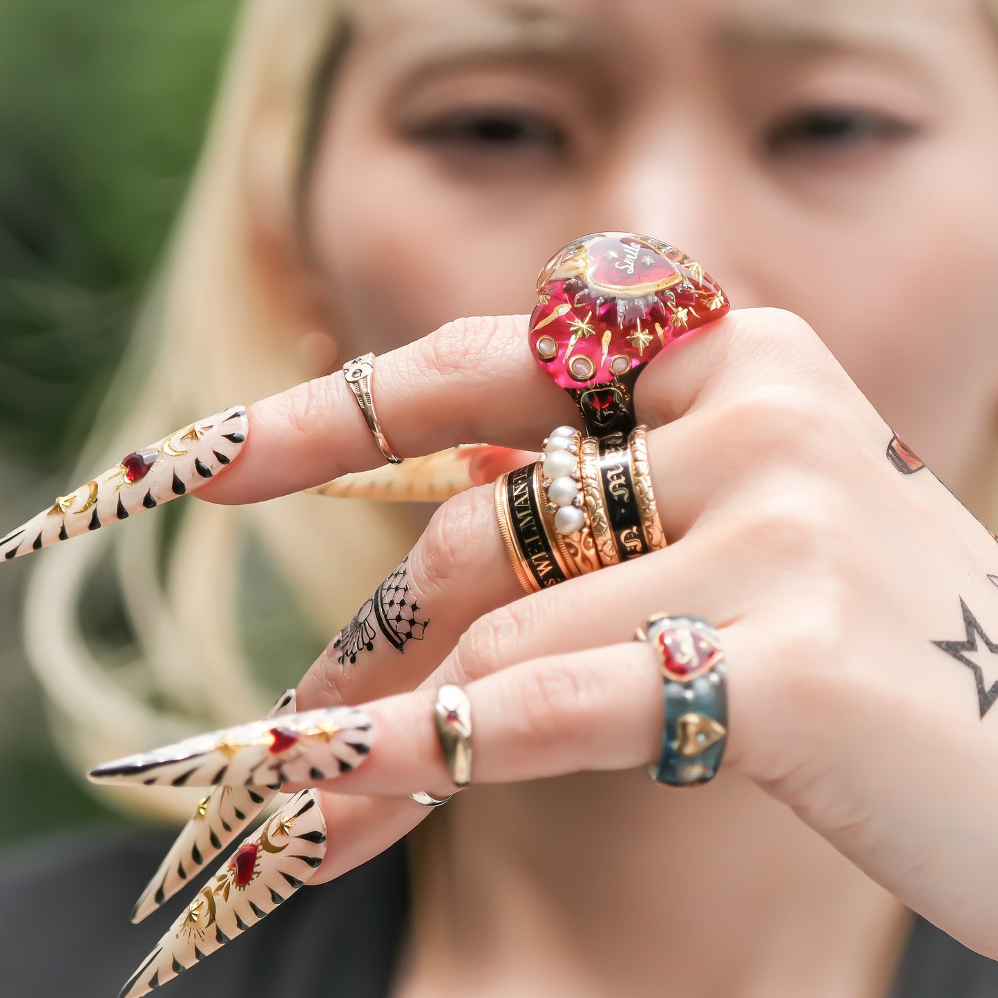 LOVE SMILE RING / HEART / PINK × RED / #10