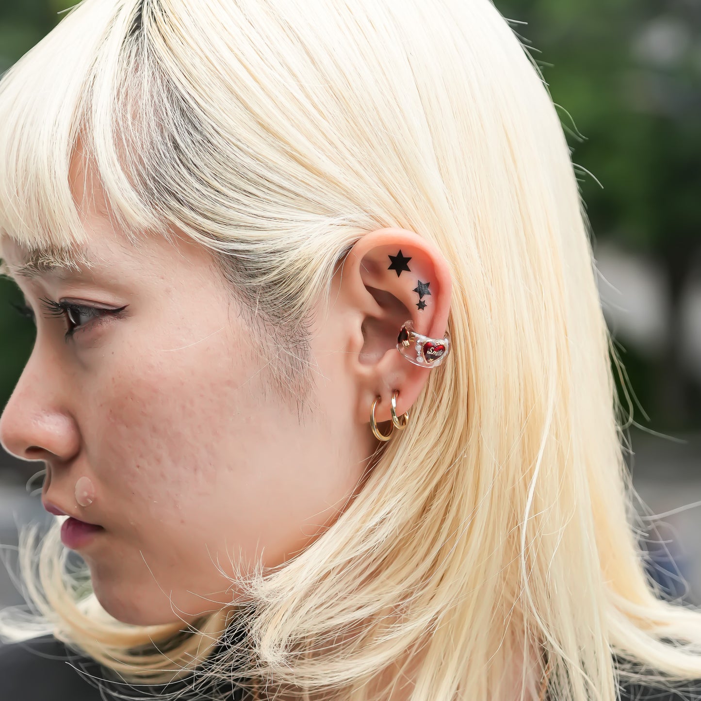LOVE SMILE EARCUFF / HEART / CLEAR / RED