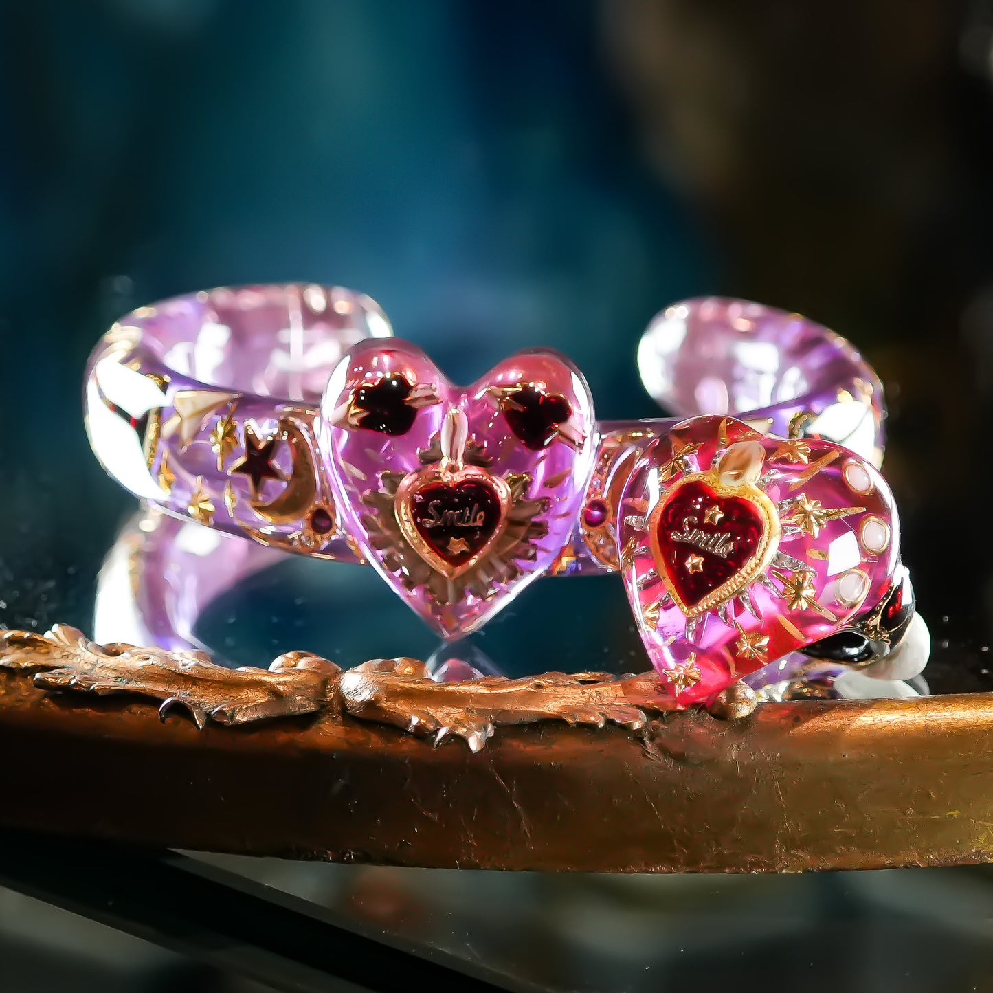 LOVE SMILE RING / HEART / PINK × RED / #10