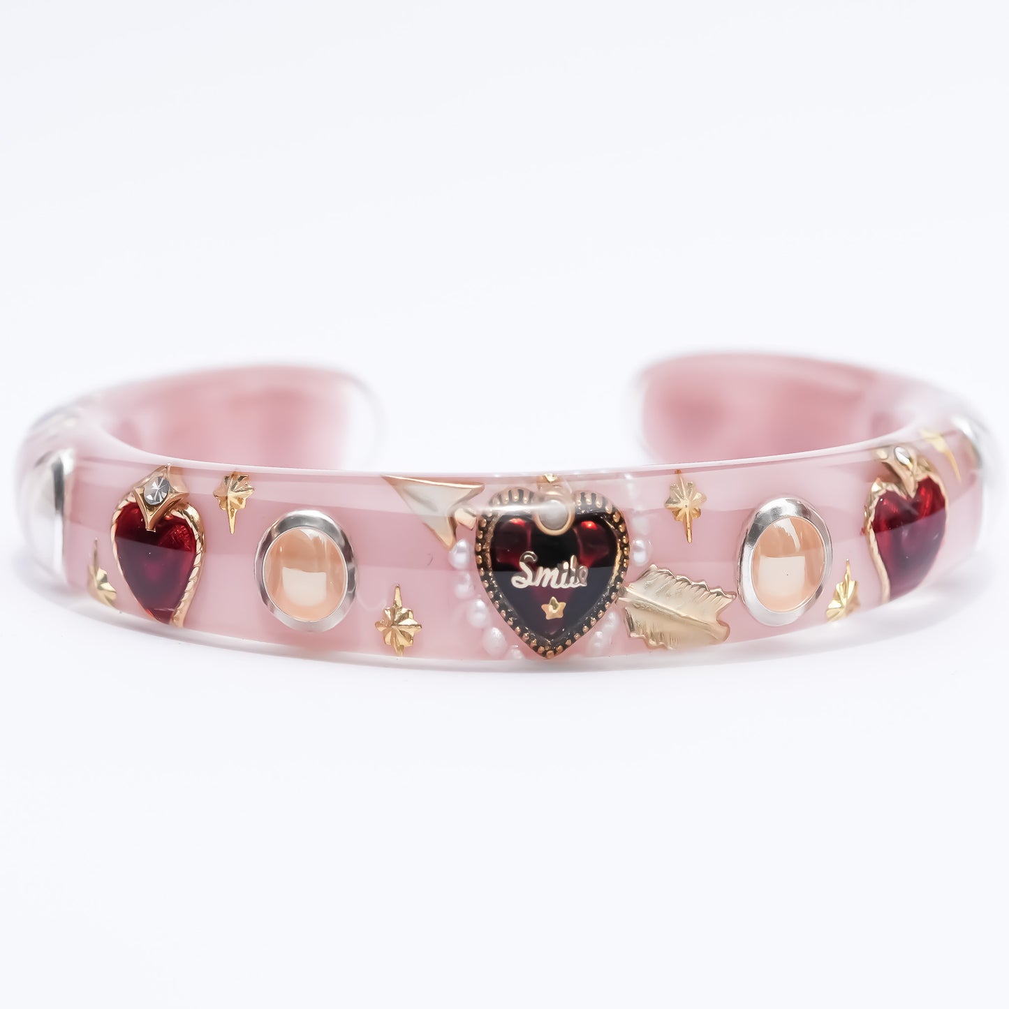 LOVE BRACELET / ARROW HEART / PEARL / SMOKY PINK