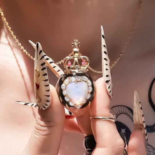 Magical Sphere Necklace – Opal Heart & Moon