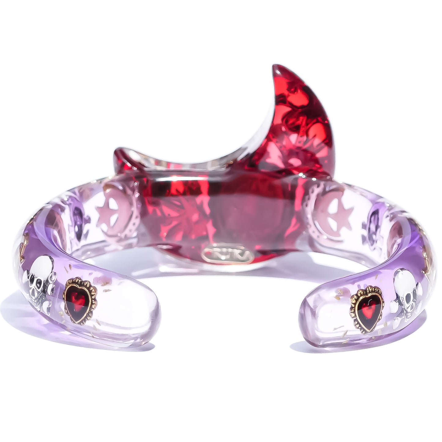 MOON BRACELET / MASONIC / MEMENTO MORI / PURPLE RED
