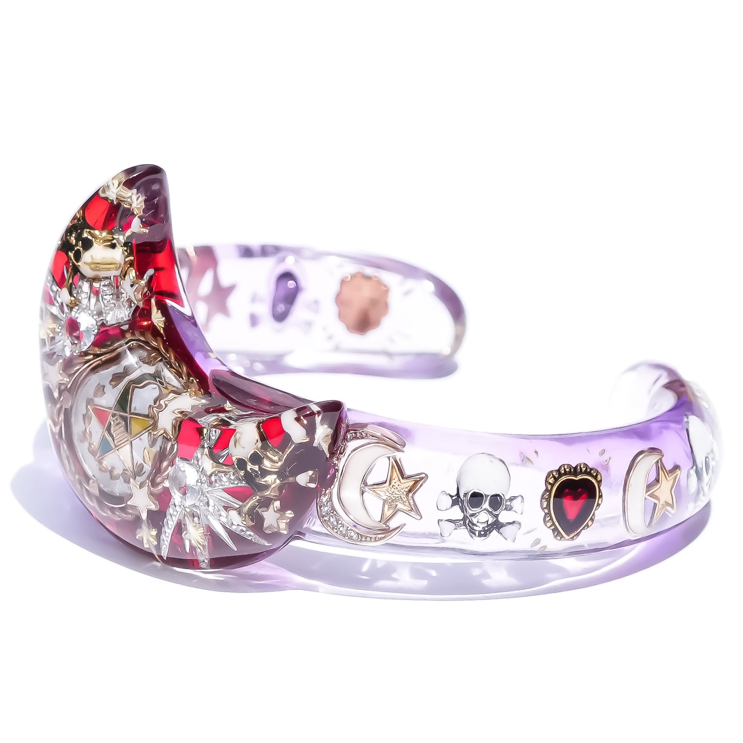 MOON BRACELET / MASONIC / MEMENTO MORI / PURPLE RED