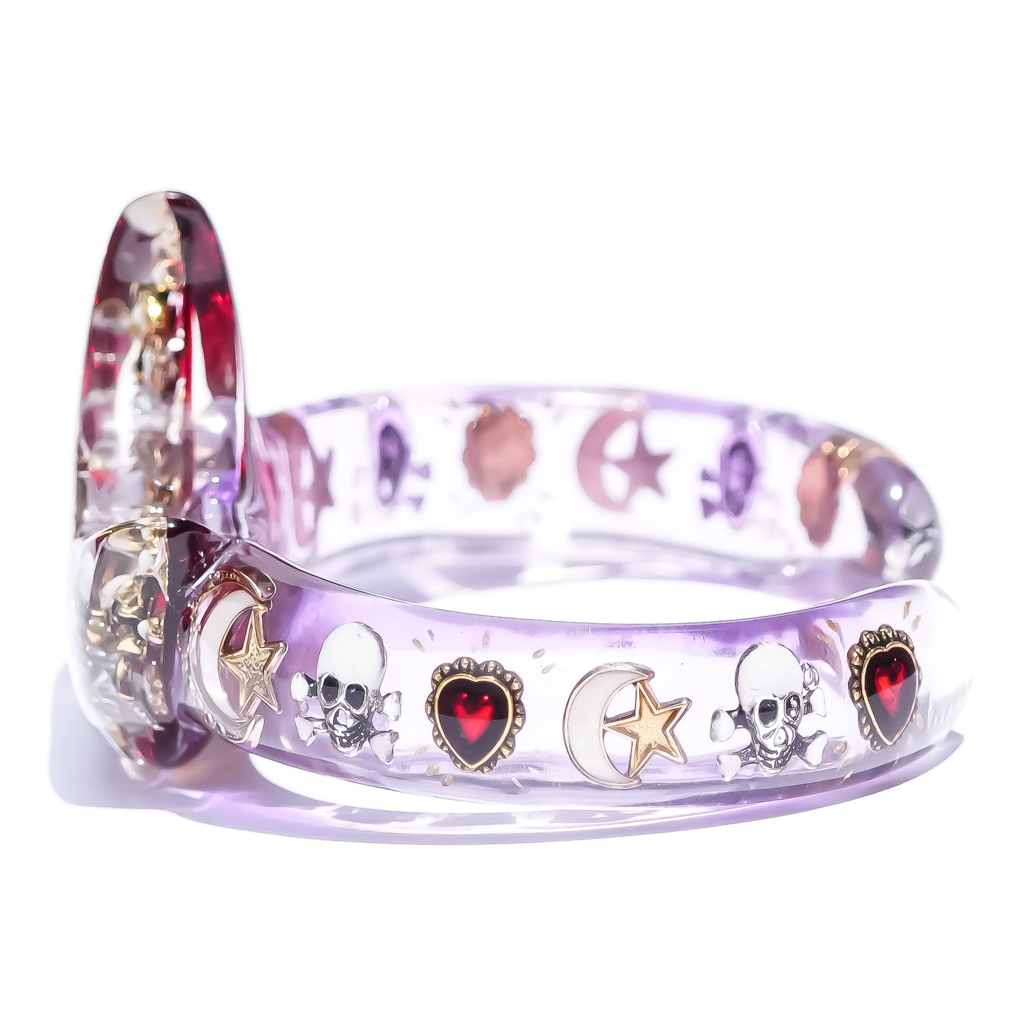 MOON BRACELET / MASONIC / MEMENTO MORI / PURPLE RED
