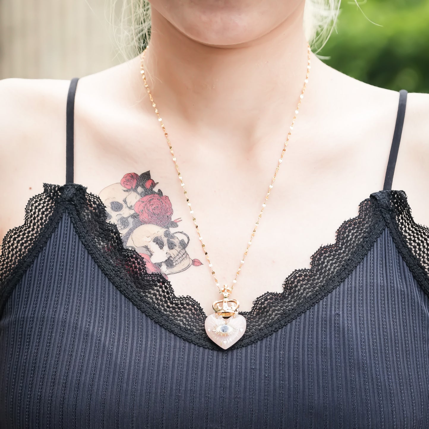 LOVE NECKLACE / EYE / HEART / CROWN / SMOKY PINK