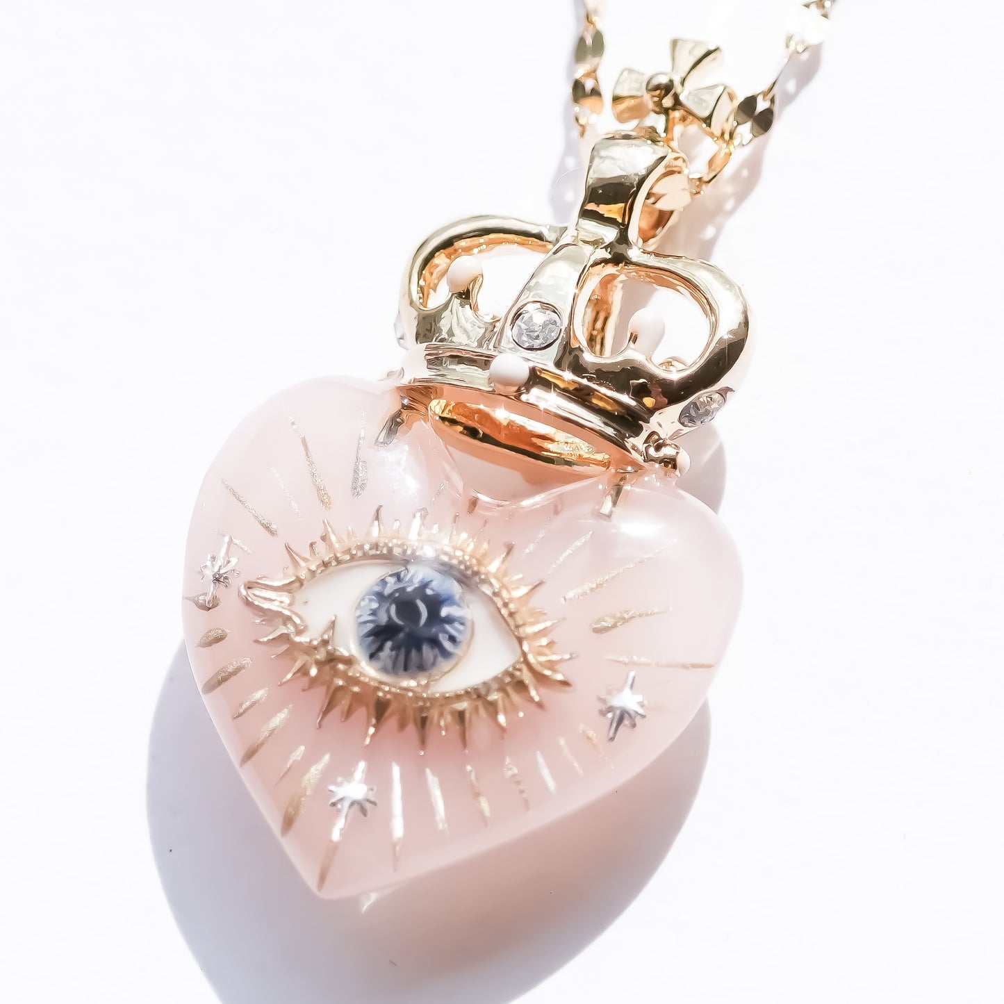 LOVE NECKLACE / EYE / HEART / CROWN / SMOKY PINK